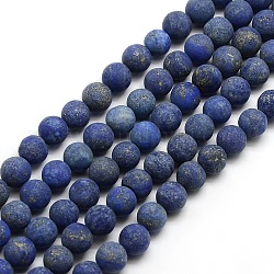 Chapelets de perle ronde en lapis-lazuli mat naturel, teints et chauffée, 4mm, Trou: 1mm, Environ 93~96 pcs/chapelet, 14.9~15.6 pouce