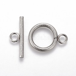 304 Edelstahl-Toggle-Haken, für diy Schmuck machen, Ring, Edelstahl Farbe, Bar: 7x20x2 mm, Bohrung: 3 mm, Ring: 19x14x2 mm, Bohrung: 3 mm