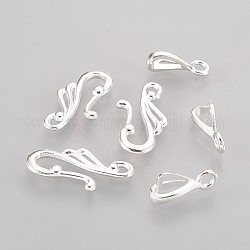 Tibetan Style Hook and Eye Clasps, Lead Free and Cadmium Free, about 12mm wide, 25mm long, Bar: 16mm long, hole: 3mm, LF1157Y, Silver Color