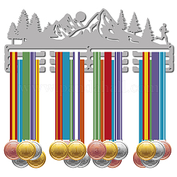 Support de mur d'affichage de support de cintre de médaille de fer de mode, 3 lignes, avec des vis, modèle de montagne, 150x400mm