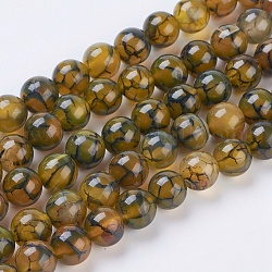 Drago vene agata naturale perline fili, tinto, tondo, oliva, 10mm, Foro: 1 mm, circa 38pcs/filo, 15.5 pollice