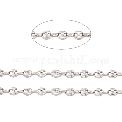 304 Stainless Steel Coffee Bean Chain, Unwelded, Stainless Steel Color, Link: 9.5x7x2.5mm and 7x4.5x2mm