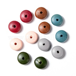 Perline di legno dipinte, perline con foro grande, rondelle, colore misto, 22~23x11mm, Foro: 4 mm