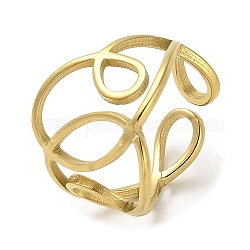 Anelli per polsini in acciaio inossidabile dorato 304, anello cavo avvolto in filo metallico, lacrima, misura degli stati uniti 6 1/4 (16.7mm)