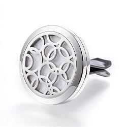 316 Surgical Stainless Steel Car Diffuser Locket Clips, with Perfume Pad and Magnetic Clasps, Flat Round, White, 30x7mm