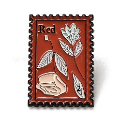 Épingles en émail à timbre floral rectangulaire, broche en alliage pour vêtements de sac à dos, rouge foncé, 31x21x1.5mm