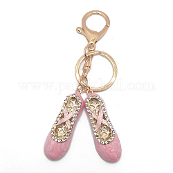 Брелки для балеток с кристаллами и стразами, с эмалью, kc позолоченный брелок для ключей из сплава, розовые, 11.6x1.65 см