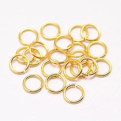 Brass Jump Rings, Open Jump Rings, Cadmium Free & Nickel Free & Lead Free, Real 18K Gold Plated, 20 Gauge, 6x0.8mm, Inner Diameter: 4.4mm, about 980pcs/100g