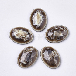 Cabochons in resina, gemstone imitato, sfaccettato, ovale, caffè, 17.5x13x4.5mm