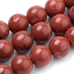 Los abalorios rojos jaspe hebras naturales, redondo, 10mm, agujero: 1 mm, aproximamente 40 pcs / cadena, 15.7 pulgada