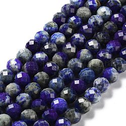 Chapelets de perles en lapis-lazuli naturel, facette, ronde, 6~6.5mm, Trou: 0.8mm, Environ 62 pcs/chapelet, 14.96 pouce (38 cm)