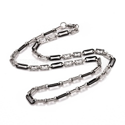 304 collar de cadenas de eslabones ovalados de acero inoxidable, joyas de hip hop para hombres y mujeres, electroforesis color negro y acero inoxidable, 23.43 pulgada (59.5 cm)