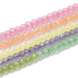 Cat Eye Beads Strands, Faceted, Dyed & Heated, Round, Mixed Color, 2mm, Hole: 0.6mm, about 190pcs/strand, 14.49''(36.8cm)