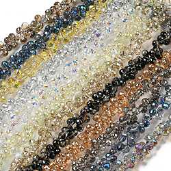 Chapelets de perles en verre transparent électrolytique, facette, larme percée en haut, couleur mixte, 6x5x5mm, Trou: 0.8mm, Environ 108 pcs/chapelet, 16.14'' (41 cm)