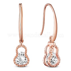 SHEGRACE 925 Sterling Silver Earring, with Grade AAA Cubic Zirconia, Calabash, Rose Gold, 35mm