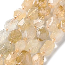 Natural Citrine Beads Strands, with Seed Beads, Faceted, Rhombus, 12~15x9~12x9~12mm, Hole: 1~1.2mm, about 20~21pcs/strand, 15.20~15.51 inch(38.6~39.4cm)
