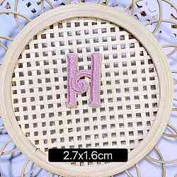 Computerized Embroidery Cloth Self Adhesive Patches, Stick on Patch, Costume Accessories, Letter, Pink, H:27x16mm
