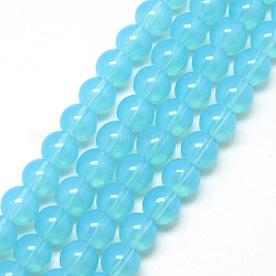 Chapelets de perles en verre peint, imitation opalite, ronde, lumière bleu ciel, 8mm, Trou: 1.3~1.6mm, Environ 100 pcs/chapelet, 31.4 pouce