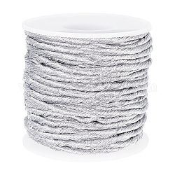 BENECREAT 19.14 Yards/17.5m Metallic Macrame Cord, 3mm Silver Twist Metallic Thread Jewelry Thread Craft String for Bracelet Jewelry Making