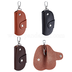 WADORN® 3Pcs 3 Colors Cowhide Leather Key Cases, with Platinum Alloy Clasps & Rings, Rectangle, Mixed Color, 10.4x5.4x2.2cm, 1pc/color