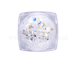 Accesorios de decoración de uñas con láser brillante, Con polvo de brillo y lentejuelas, diy sparkly paillette consejos uñas, color mezclado, 0.1~3.5x0.1~3.5mm, 1 g / caja