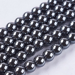 Chapelets de perles en hématite synthétique sans magnétiques, AA grade, ronde, noir, noir, 6mm, Trou: 1.5~2mm, Environ 72 pcs/chapelet