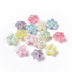Perline acrilico perla imitato, fiore, colore misto, 10x10.5x6mm, Foro: 1.5 mm, circa 2000pcs/500g