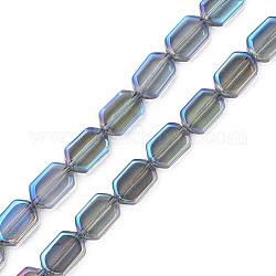FilI di perline in vetro placcato, ab colore, ovale, acquamarina media, 9.5x6.5x3.5mm, Foro: 0.9 mm, circa 78pcs/filo, 25.59 pollice (65 cm)