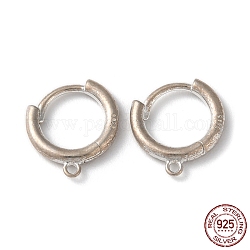 925 orecchino a cerchio Huggie in argento sterling placcato in rodio, con anelli e timbro s925, platino, 13x11.5x2mm, Foro: 1 mm, ago :1.2x1mm