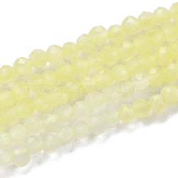 Cat Eye Beads Strands, Faceted, Dyed & Heated, Round, Champagne Yellow, 2mm, Hole: 0.6mm, about 190pcs/strand, 14.49''(36.8cm)