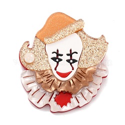 Spilla da clown, spilla di sicurezza acrilica alla moda per i vestiti dello zaino, colorato, 72x62.5x9mm, ago :0.6mm