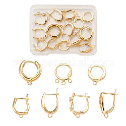 Fashewelry 14pcs 7 estilos pendientes de aro de latón, real 18k chapado en oro, 2 piezas / style