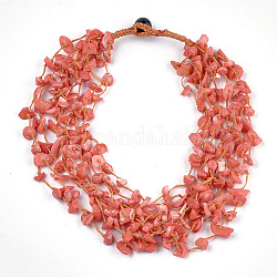 Mehrsträngige Halsketten aus synthetischen Korallenperlen, Koralle, 18.8 Zoll (48 cm)