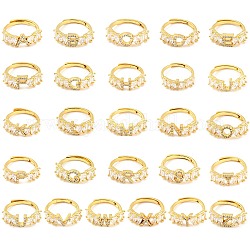 26 Stück verstellbare Ringe im 26-Stil mit Anfangsbuchstaben A~Z aus klarem Zirkonia, Messing-Alphabetringe für Frauen, Bleifrei und cadmium frei, echtes 18k vergoldet, uns Größe 5 3/4 (16.3mm), 1pc / style