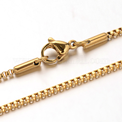 304 Edelstahl-Box Kette Venezianerkette Halsketten, mit Karabiner verschlüsse, golden, 23.6 Zoll (60 cm), 1.4 mm