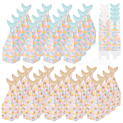 Olycraft 56 stücke 2 farben meerjungfrau papier bonbonschachteln, Schmuck Süßigkeiten Hochzeitsfeier Geschenkverpackungsboxen, Rechteck mit Fischschwanzform, Mischfarbe, 5x5x16 cm, 28 Stk. je Farbe