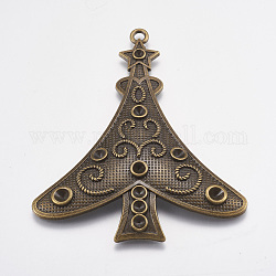 Natale impostazioni strass albero pendente della lega, cadmio & nichel &piombo libero, bronzo antico, 78x65x2mm