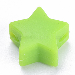 Perle di silicone ecologiche per uso alimentare, masticare perline per i denti, fare collane fai-da-te fai-da-te, stella, verde giallo, 14x13.5x8mm, Foro: 2 mm