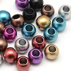 Spruzzo opaca rondelle dipinte perle sintetiche, perline con foro grande, colore misto, 12x10mm, Foro: 6 mm, circa 450pcs/500g
