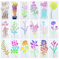 Modelli di stencil per pittura da disegno in plastica per animali domestici, rettangolo, fiore, 152x76x0.3mm, 18 pc / set