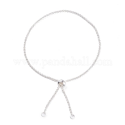 304 Stainless Steel Rolo Chain Slider Bracelet Making, Bolo Bracelet, with 304 Stainless Steel Jump Rings, Brass Beads and 202 Stainless Steel Beads, Silver Color Plated, 12 inch(30.5cm), 0.2cm
