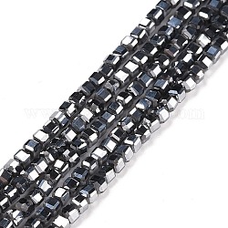 Non-Magnetic Synthetic Hematite Beads Strands, Faceted, Cube, 2.5x2.5x2.5mm, Hole: 0.5mm, about 186~188pcs/strand, 15.16~15.35 inch(38.5~39cm)