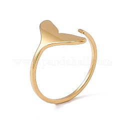 Chapado en iones (ip) 201 anillo de puño abierto en forma de cola de ballena de acero inoxidable para mujer, real 18k chapado en oro, nosotros tamaño 6 1/2 (16.9 mm)