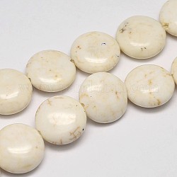 Lenticchie fili di perline di magnesite naturale, bianco crema, 16x7mm, Foro: 1 mm, circa 25pcs/filo, 15.7 pollice