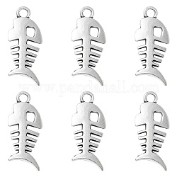 Tibetan Style Alloy Pendants, Cadmium Free & Lead Free, Fish Bone, Antique Silver Color, about 26mm long, 11.5mm wide, 2.5mm thick, Hole: 2.5mm