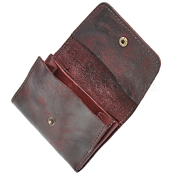 Geldbeutel aus Leder, kleine Brieftasche, mit Druckknopf, Kokosnuss braun, 11x7.6x1.5 cm