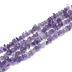 Chapelets de perles en améthyste naturelle, puce, bleu violet, 3~11x3~5x1~4mm, Trou: 1mm, Environ 380~400 pcs/chapelet, 33 pouce
