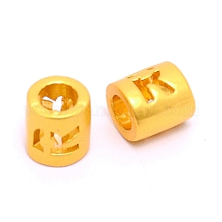 Perle di lettera in lega, colonna, colore oro opaco, letter.r, 6.5x6mm, Foro: 3 mm