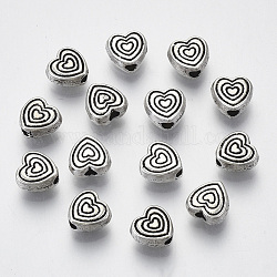 Perline in lega stile tibetano, cuore,  cadmio& piombo libero, argento antico, 6x6x3mm, Foro: 1.6 mm, circa 2000pcs/1000g