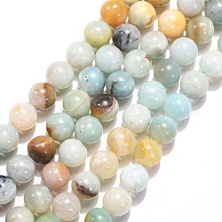 Perles d'amazonite de fleurs naturelles, ronde, 8 mm de diamètre, Trou: 0.8mm, 49 pcs/ brin, 15.5 pouce
